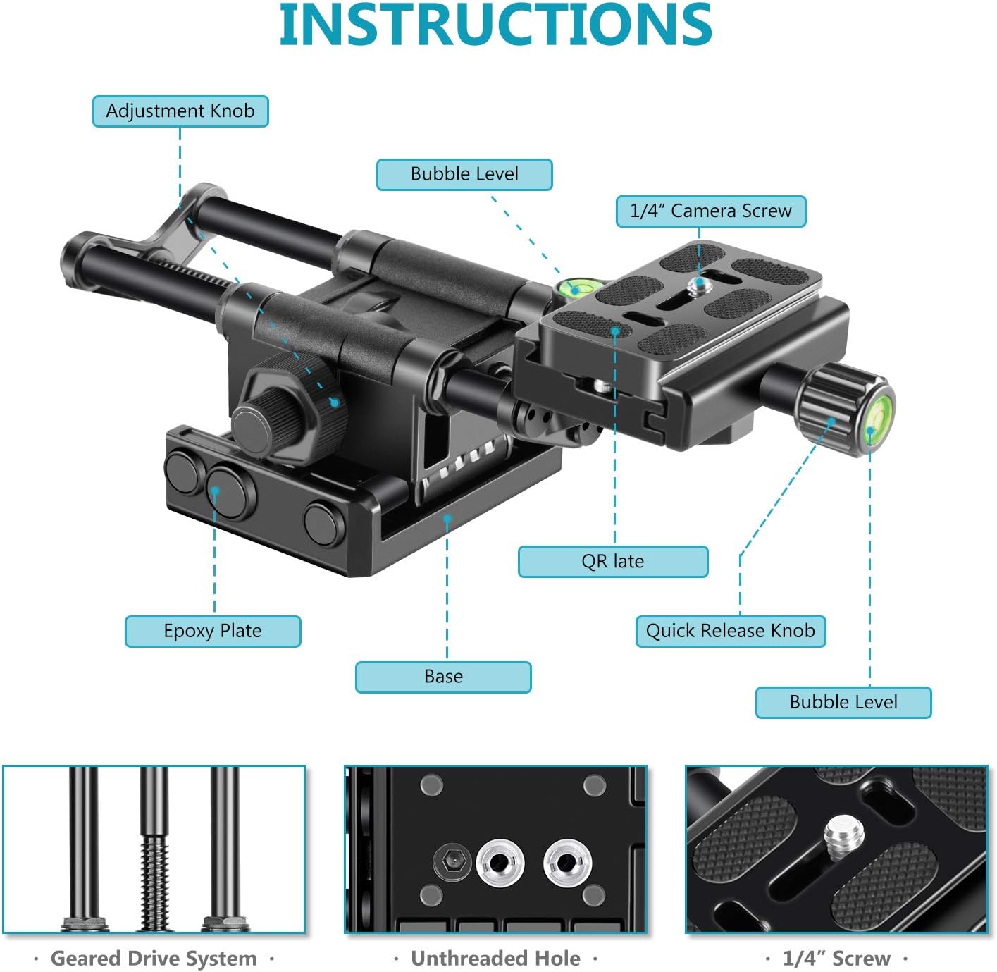 Neewer 10096165 Pro Macro Focusing Rail Slider