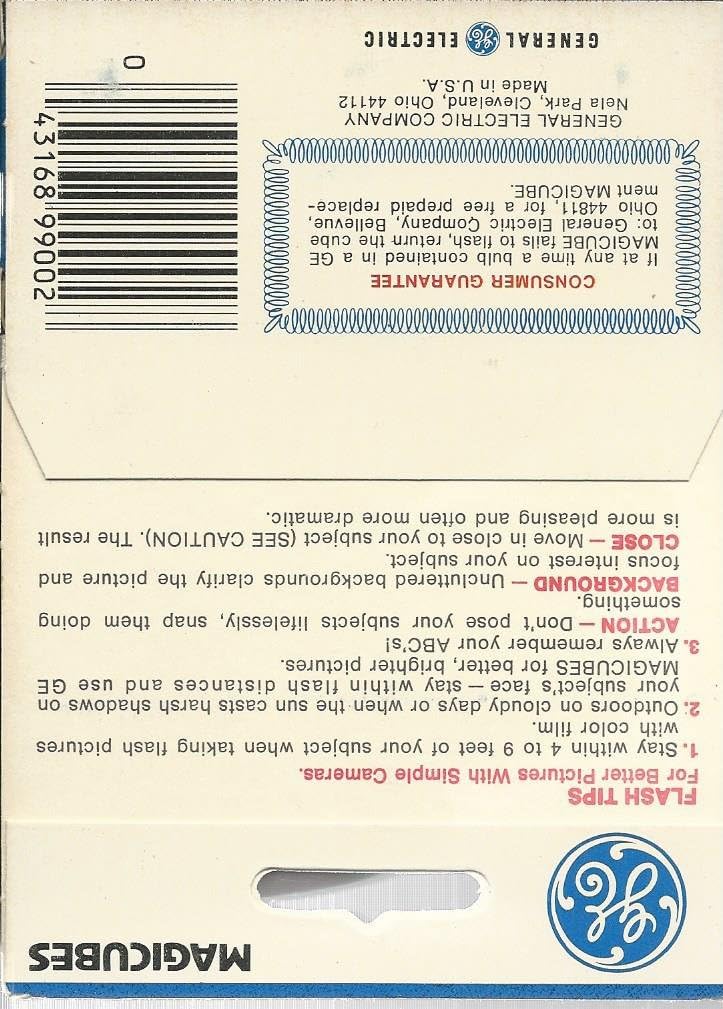 GE MAGIC CUBE 42408 X-Pattern Camera Flash Bulbs