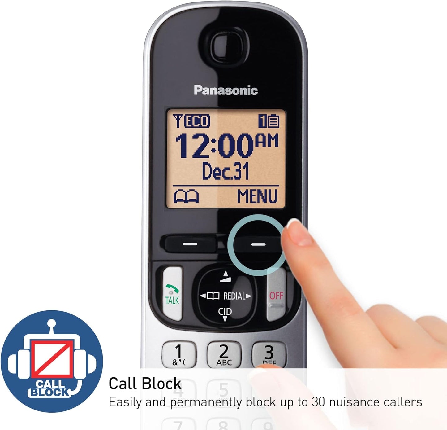 Panasonic KX-TGC222S DECT 6.0 Cordless Phone Silver