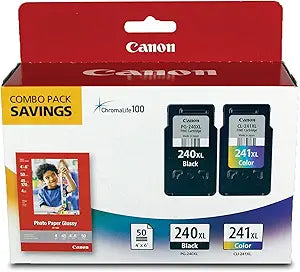 Canon PG-240XL/CL-241XL Ink Cartridge Photo Paper Bundle