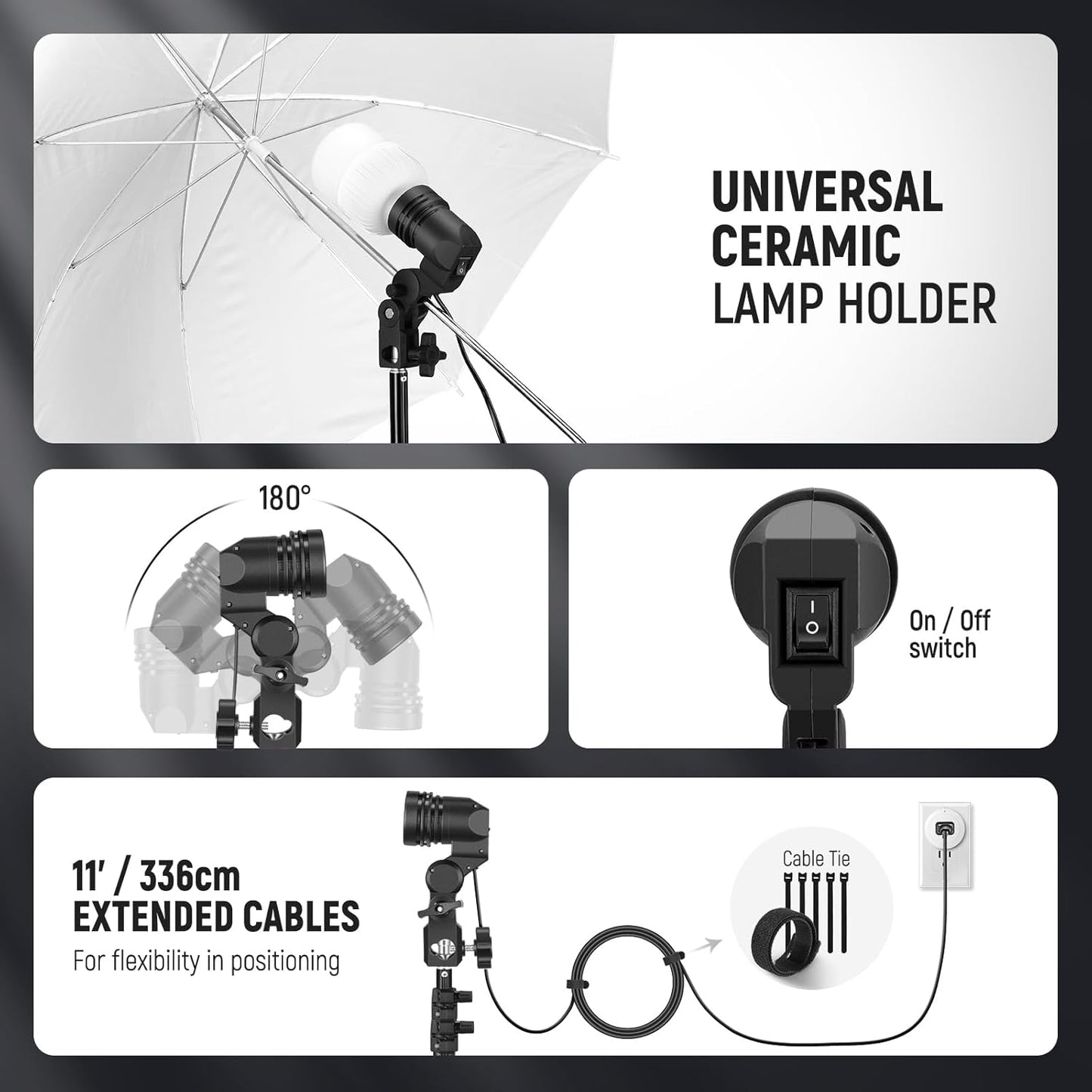 Neewer 10102119 600W Photography Lighting Kit with Umbrellas
