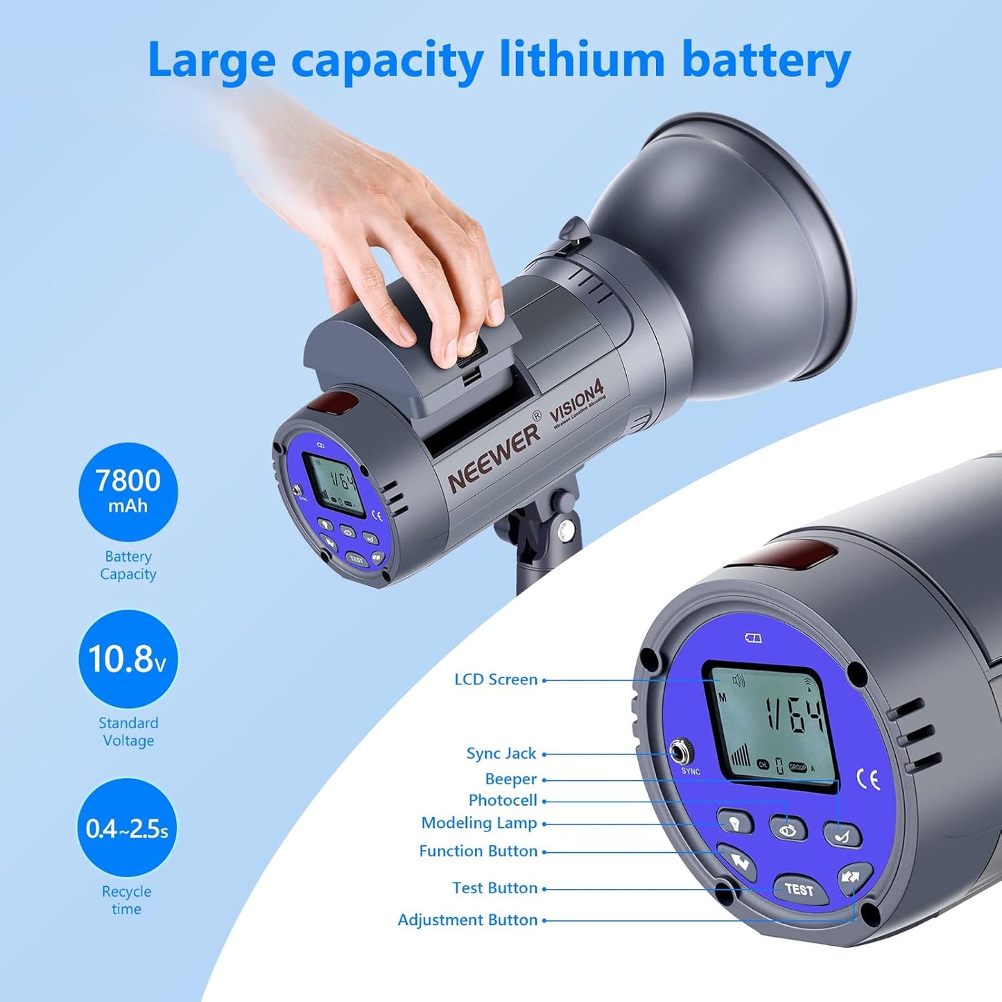 Neewer 90091770 600W Battery Powered Studio Flash Kit