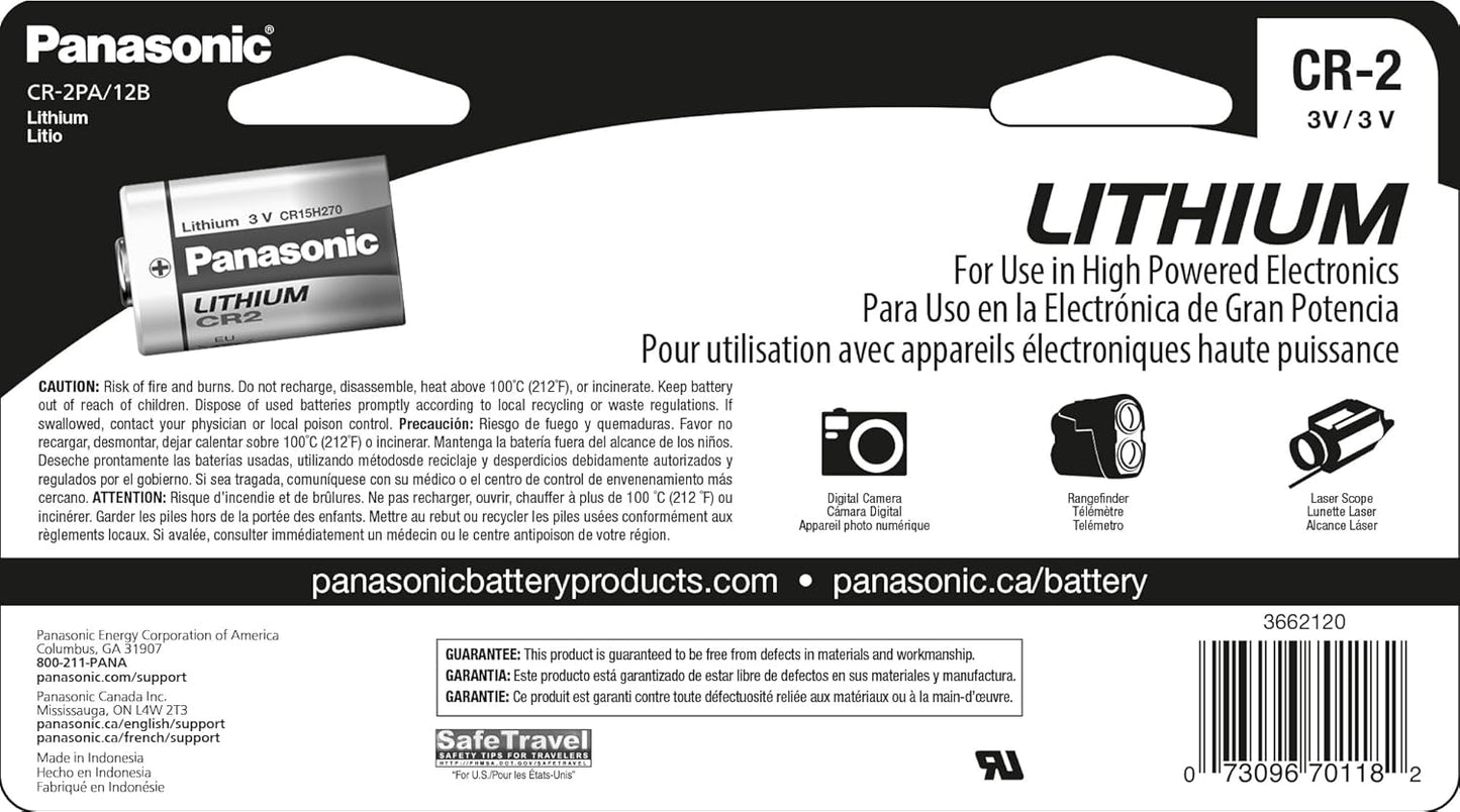 Panasonic CR-2PA/12B CR2 3V Lithium Batteries 12-Pack