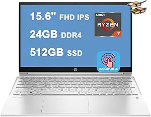 HP Pavilion 15 Ryzen 7 Touchscreen Laptop + HDMI Cable — main product image