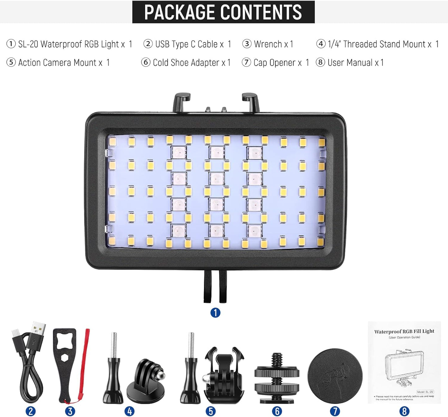 Neewer 10101017 RGB Underwater Diving Light