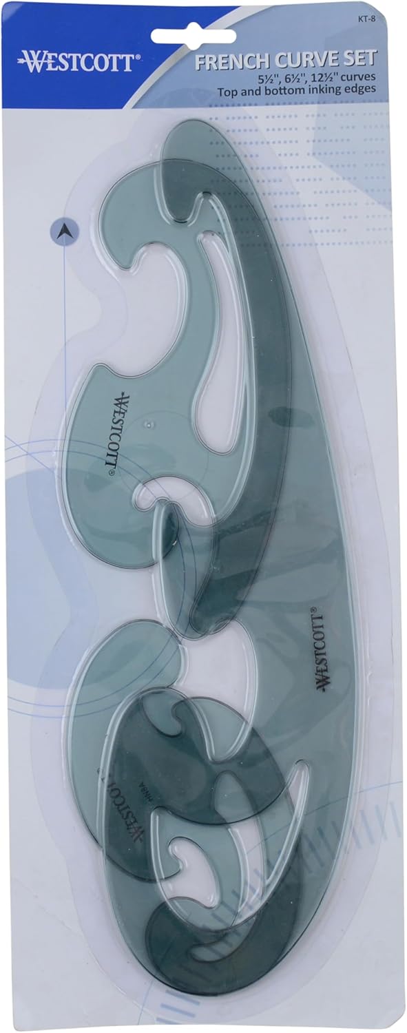Westcott KT-8 French Curve Set (3 Pieces)