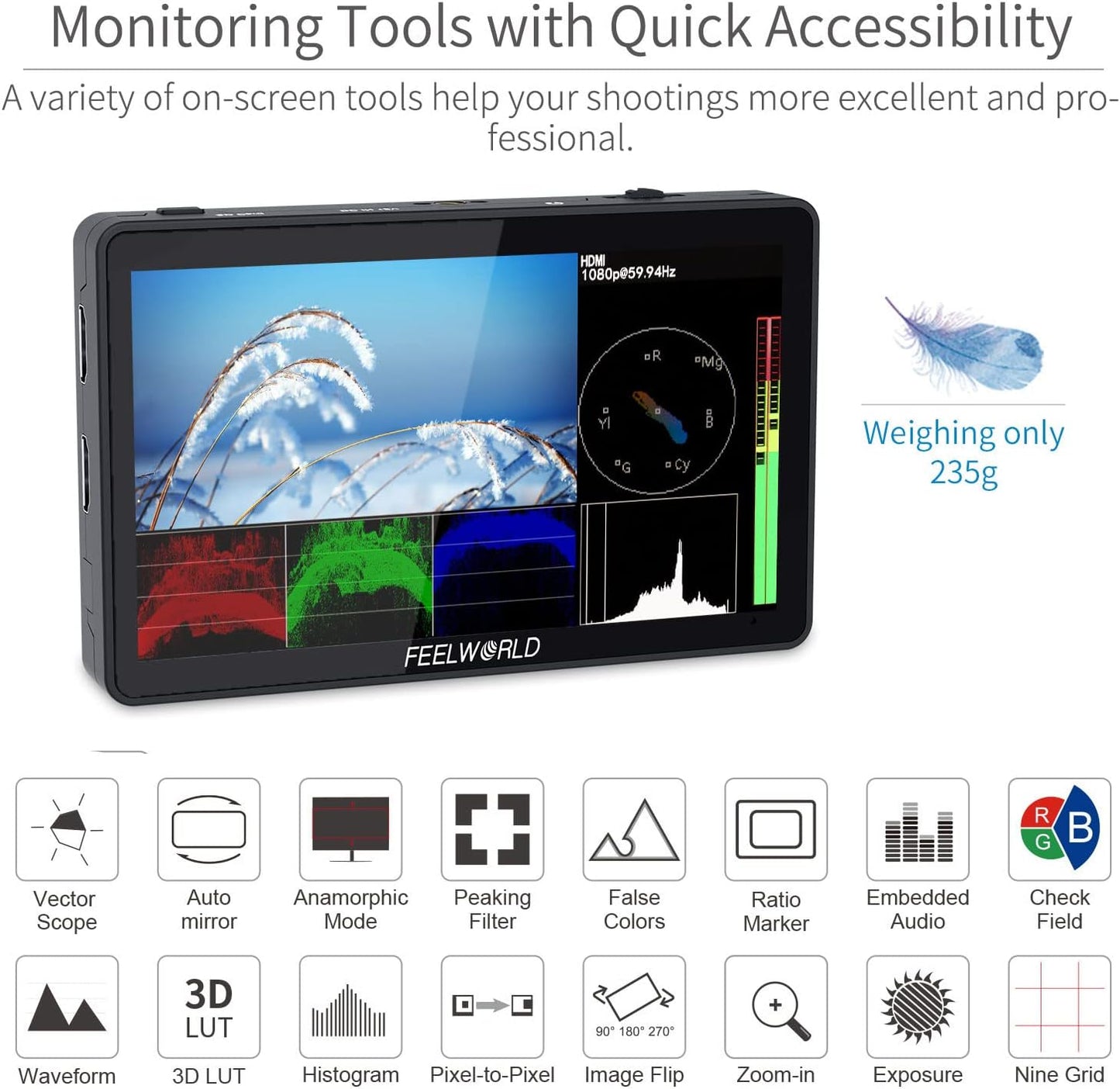 FEELWORLD F6 Plus-US 6" DSLR Camera Field Touch Monitor