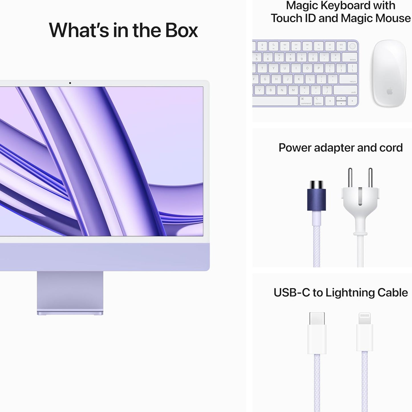 Apple M3 iMac 24-inch: 8GB, 256GB SSD, Purple