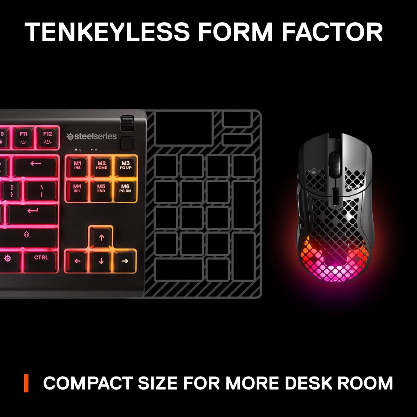 SteelSeries Apex 3 TKL RGB Gaming Keyboard - Compact Tenkeyless Design
