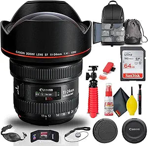 Canon 9520B002 EF 11-24mm f/4L USM Lens Bundle (Renewed)