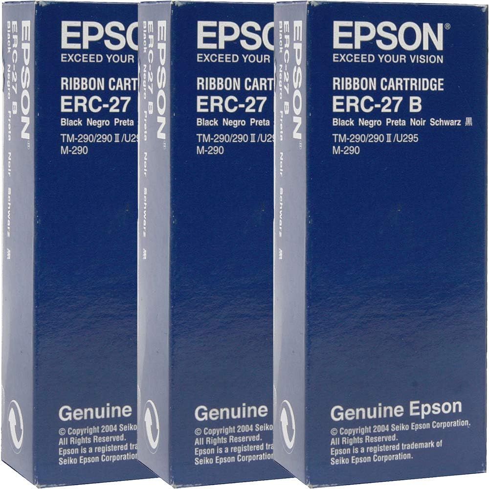 Epson ERC-27B-3 Black Ribbon Cartridge Lot of 3