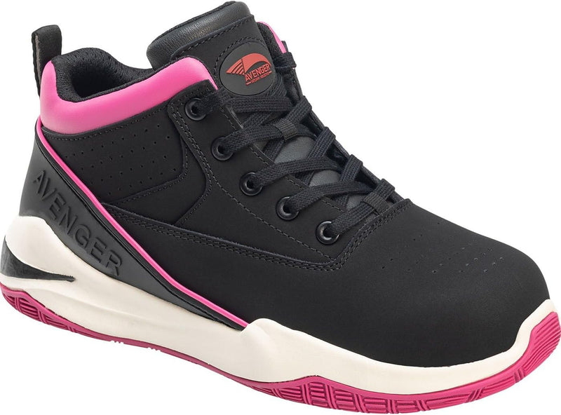 Avenger A1001 Reaction Women's Work Shoe Black Hot Pink — main product image