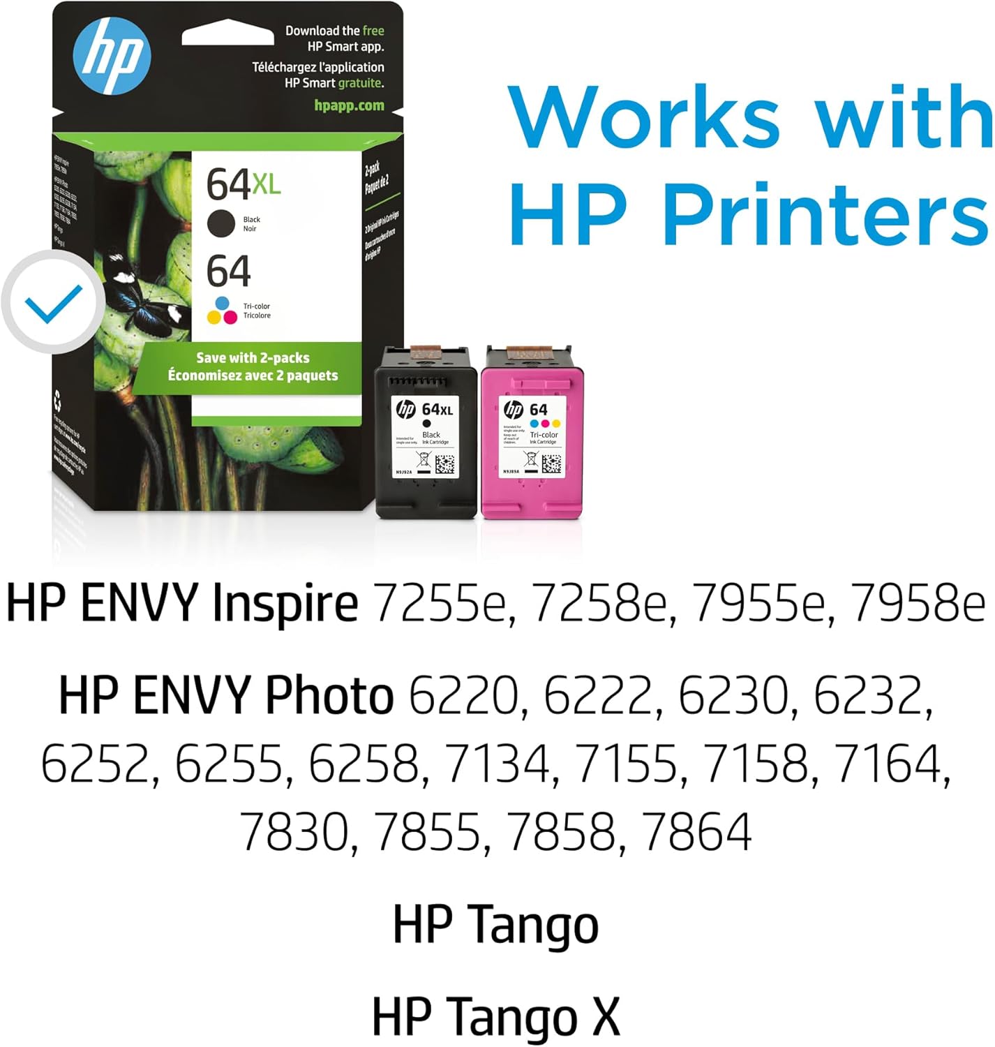 HP 3YP23AN#140 64/64XL Black & Tri-Color Ink Cartridges