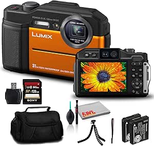 Panasonic DC-TS7D Lumix Orange Waterproof Camera Bundle