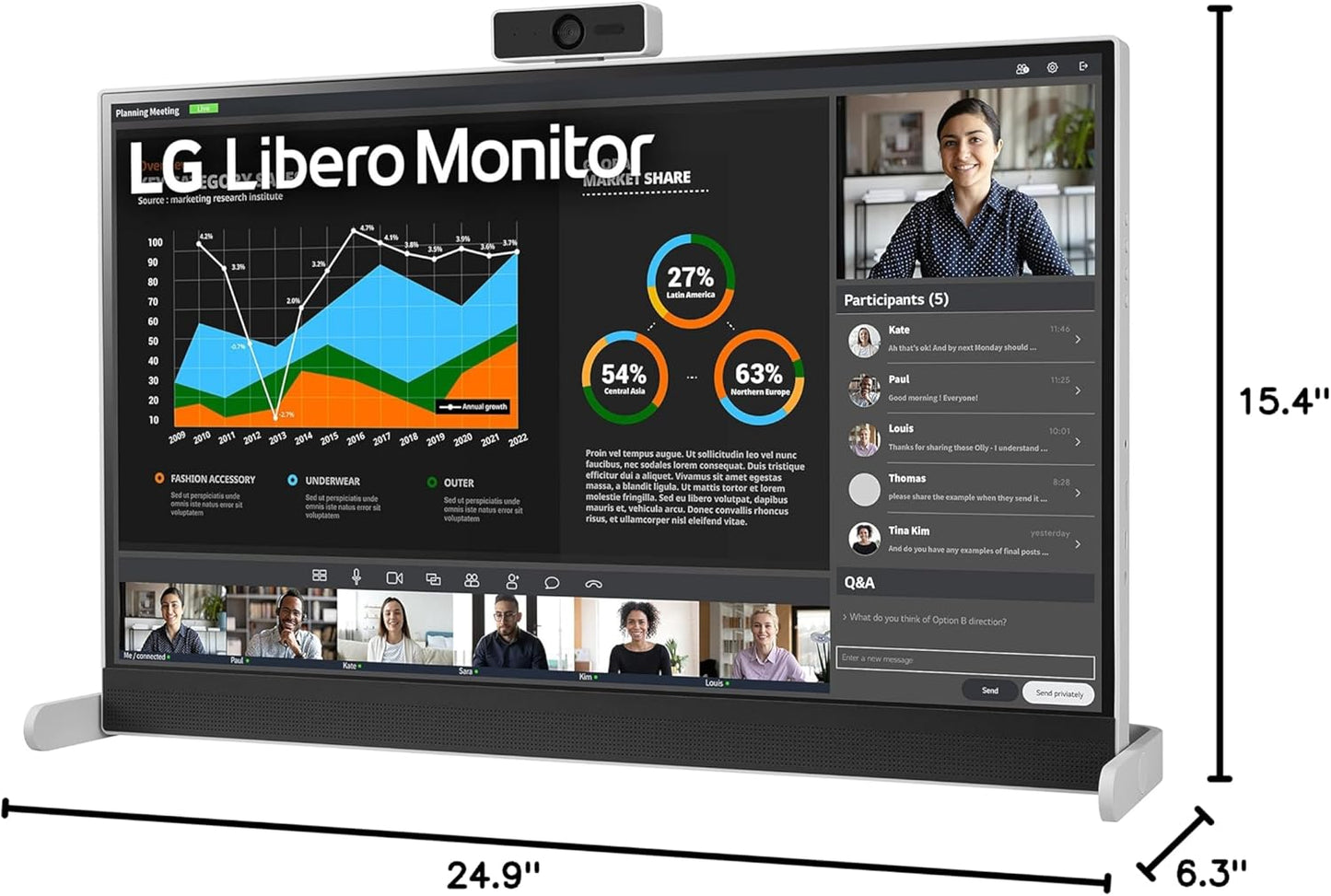 LG 27MQ70QC-S.AUS 27" QHD IPS Monitor with Webcam