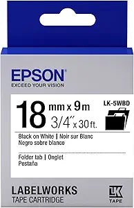 Epson LK-5WBD LabelWorks 3/4" Black on White Tape