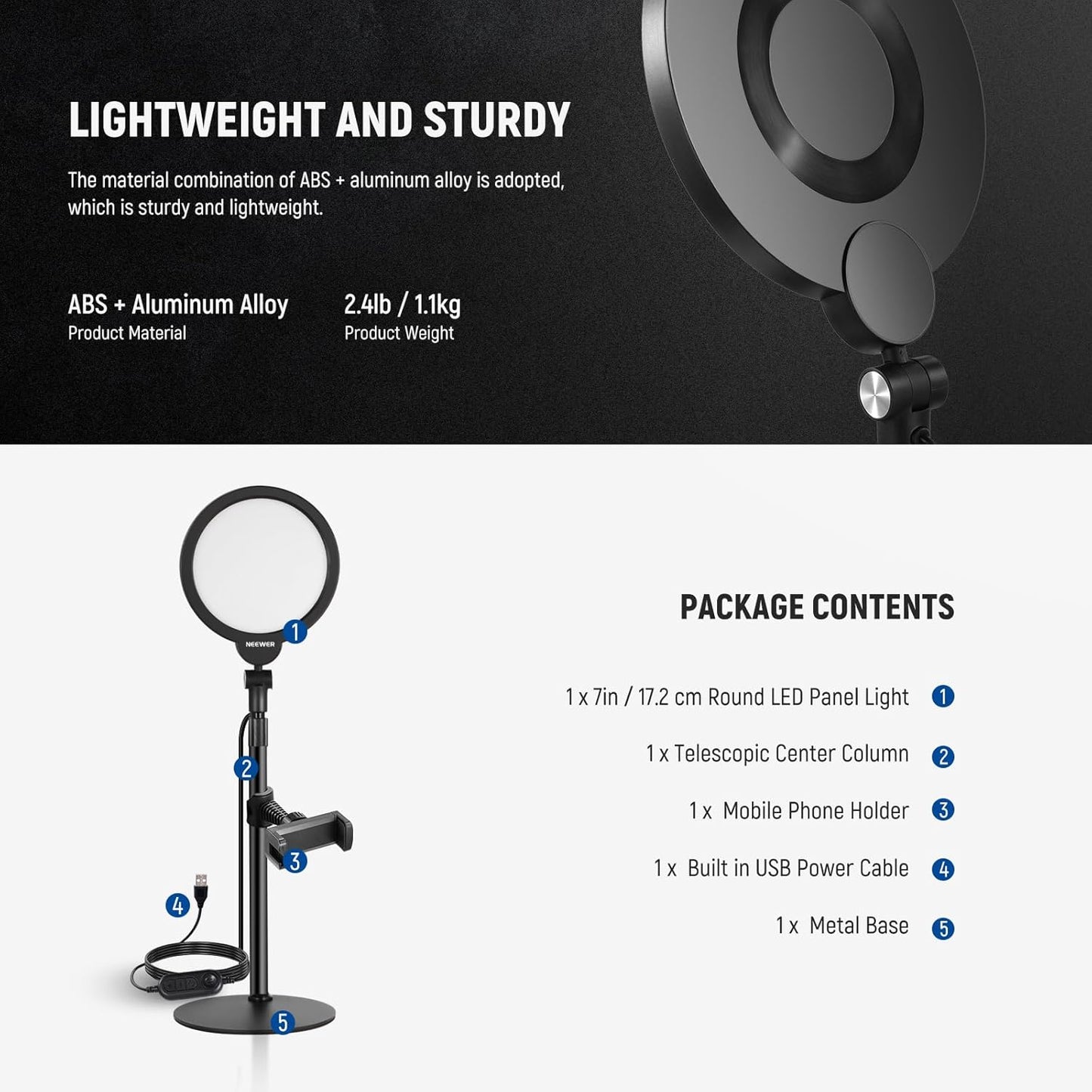 Neewer R06 7" Desktop Selfie Ring Light Kit