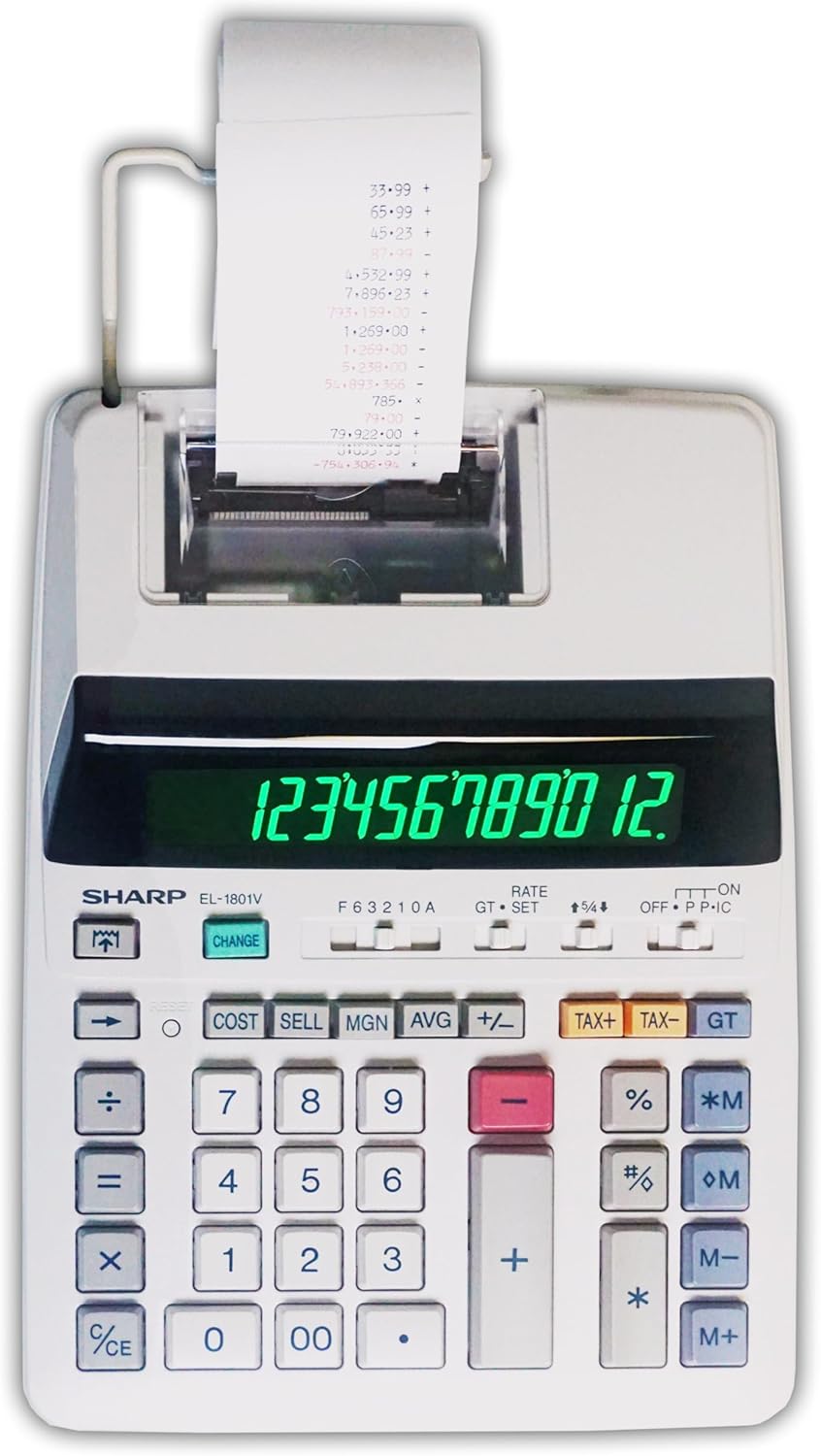Sharp EL-1801V Ink Printing Calculator Fluorescent Display AC