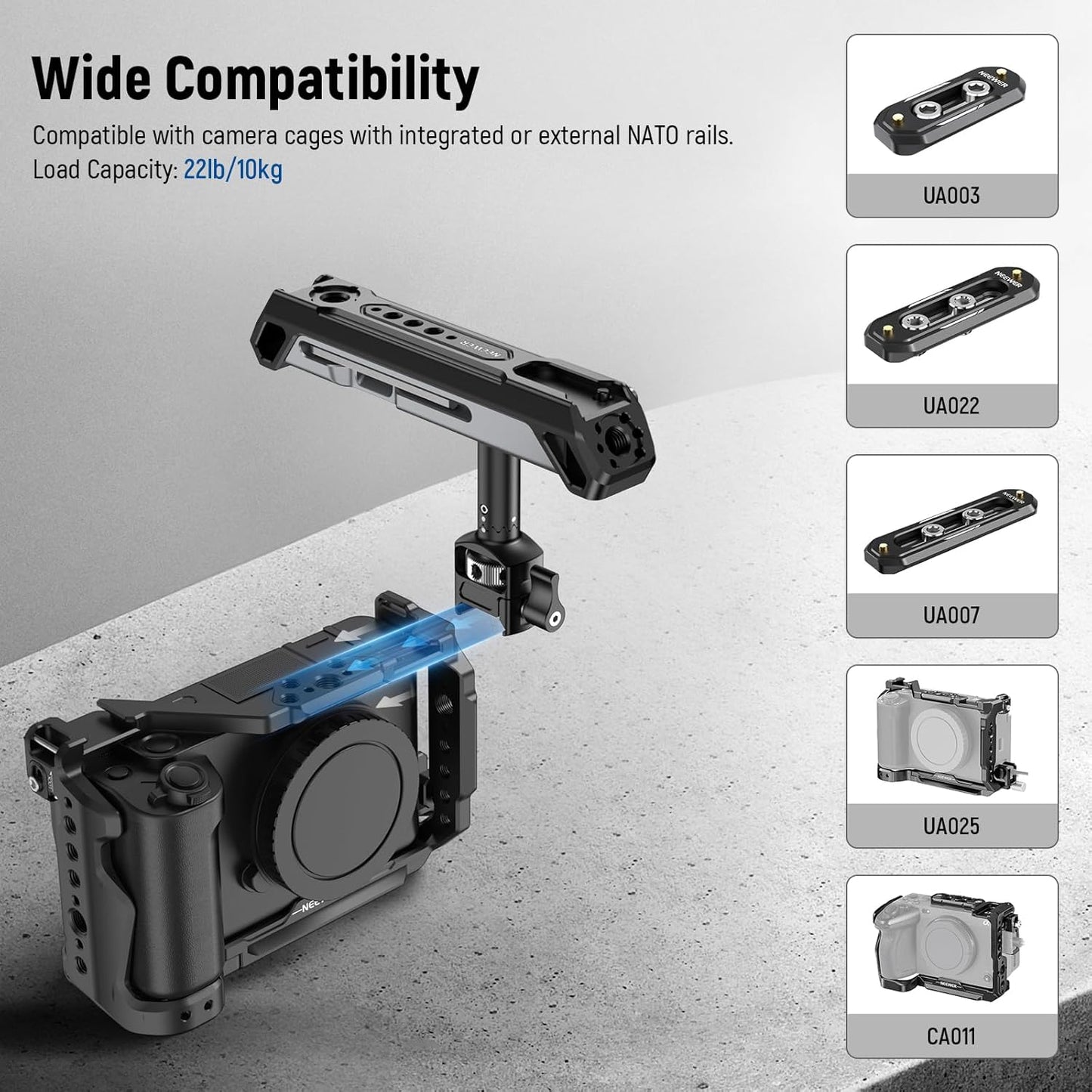 Neewer 10102588 2-in-1 Rotatable Camera Cage Handle