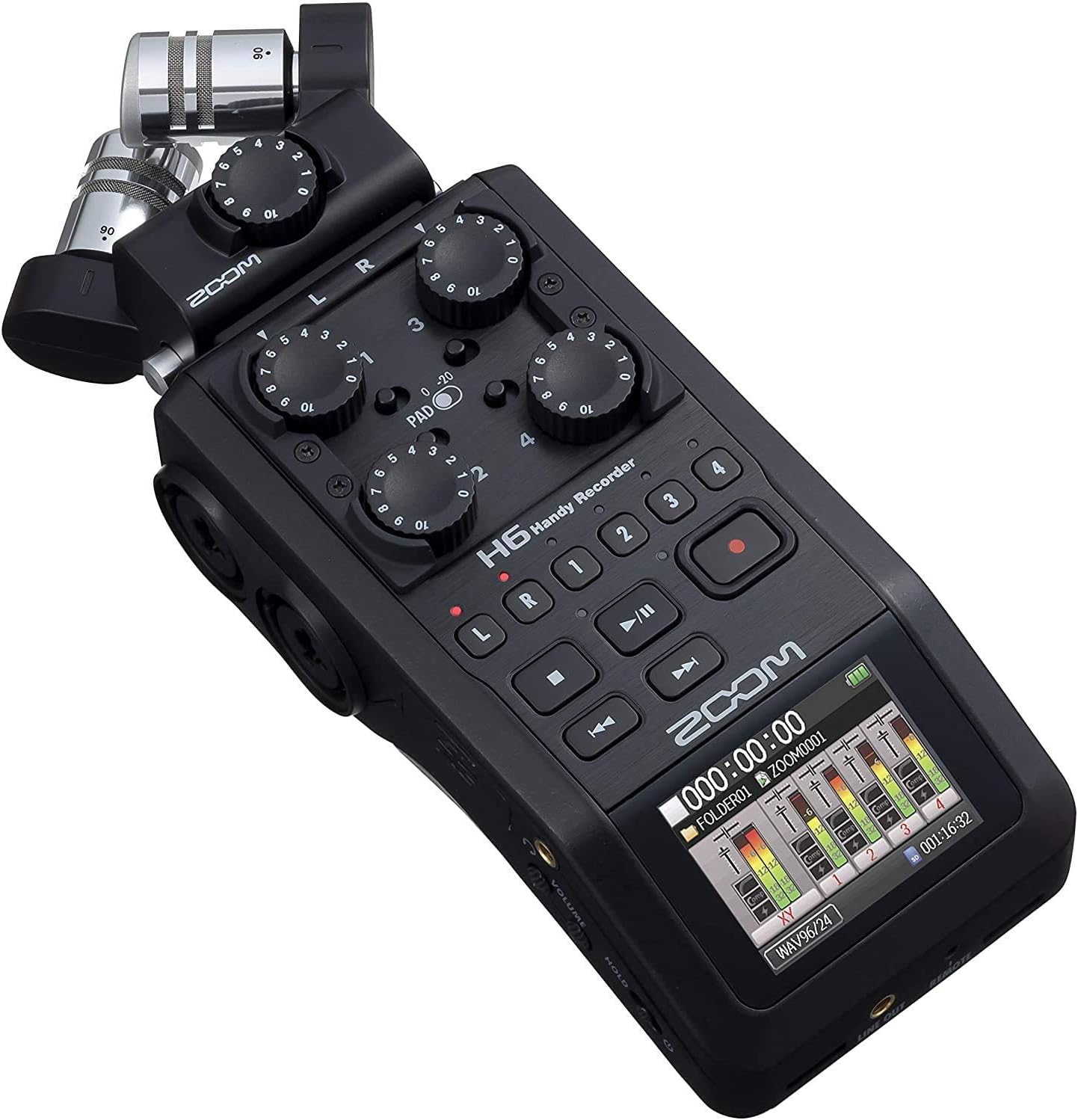 Zoom H6 All Black (2020) Portable 6-Track Recorder Bundle