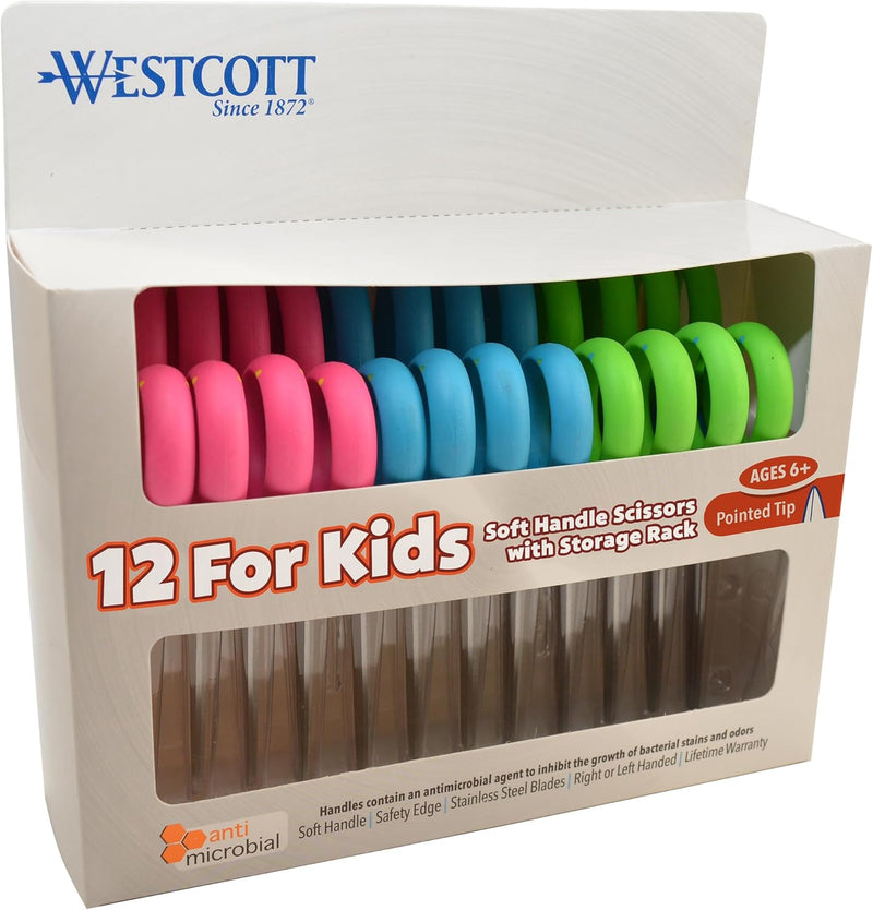 Westcott 14874 Kids 5-Inch Pointed Scissors 12-Pack — main product image