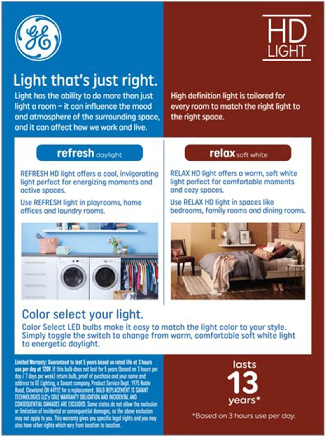 GE 53803 A19 LED Bulb Color Select 4-Pack