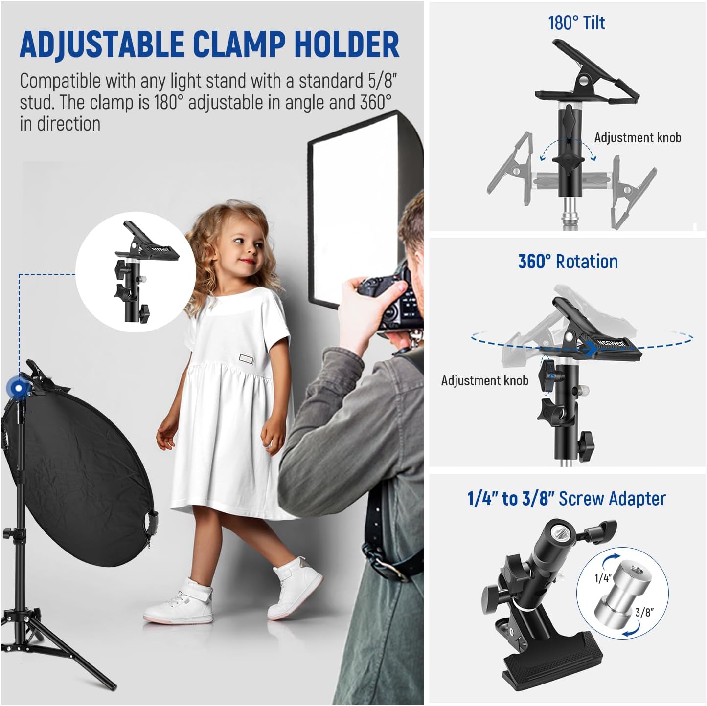 Neewer RF-56II 5-in-1 Photography Reflector with Clamp