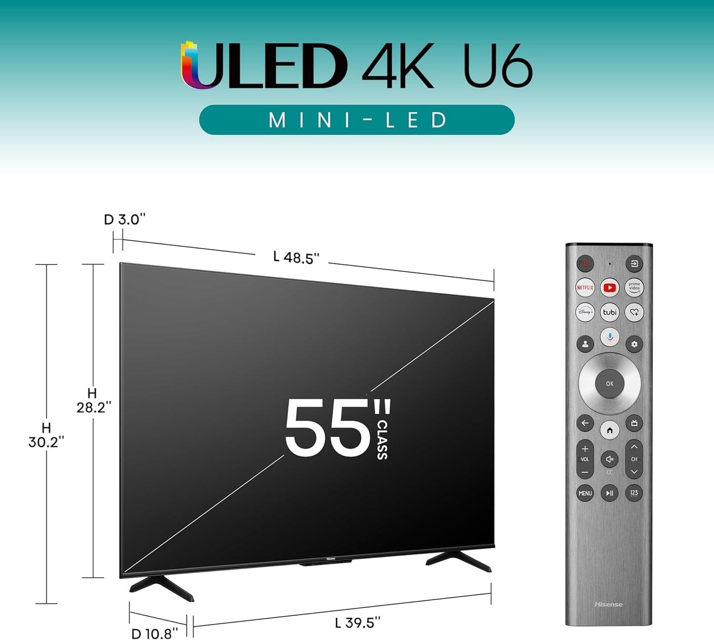 Hisense 55U6N 55-Inch ULED 4K Mini-LED Google TV