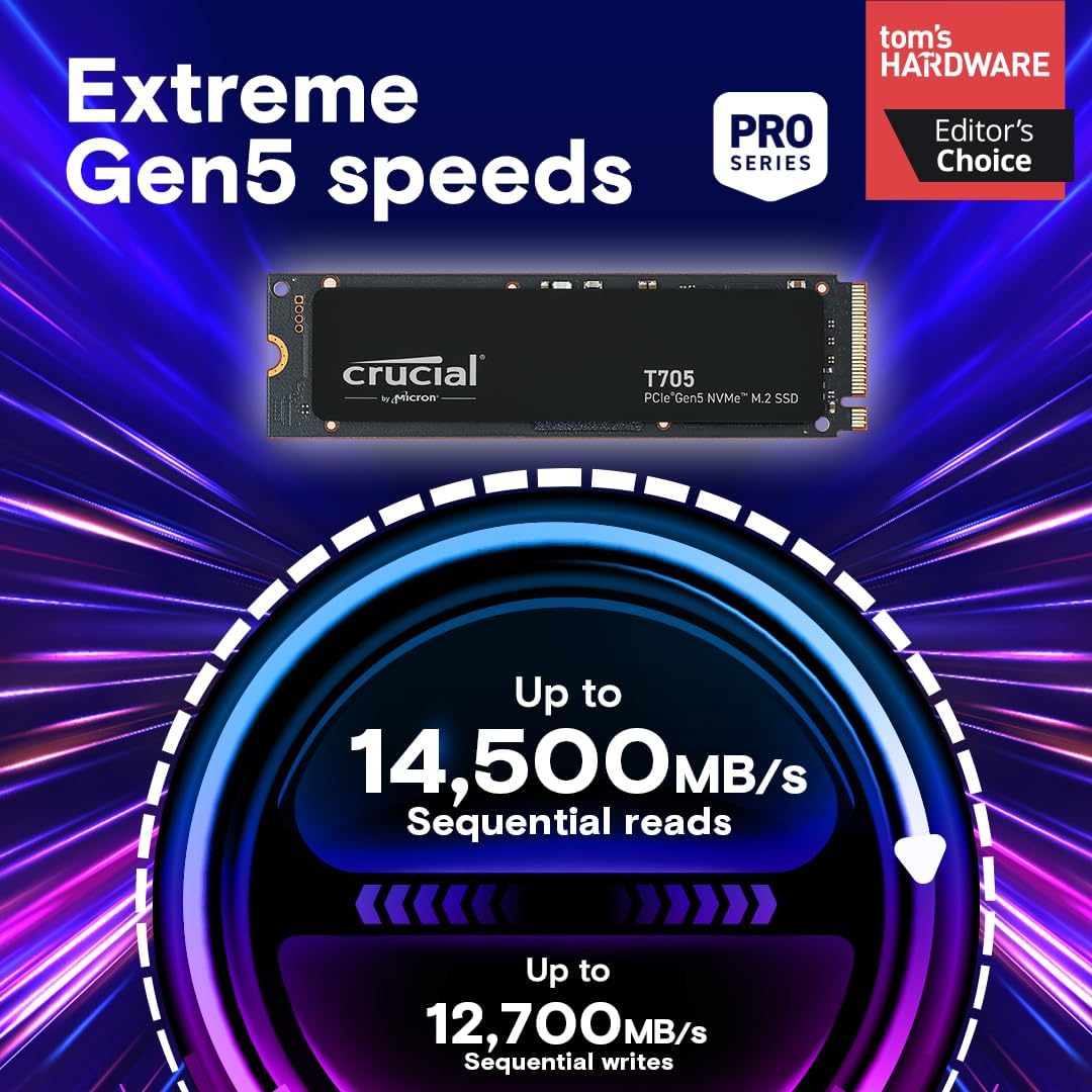 Crucial CT2000T705SSD3 2TB PCIe Gen5 NVMe SSD Adobe CC