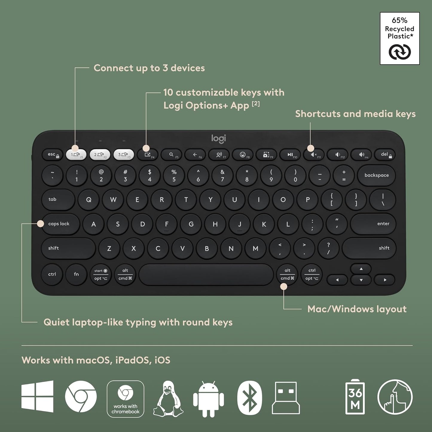 Logitech 920-012415 Pebble 2 Wireless Keyboard and Mouse Combo - Black