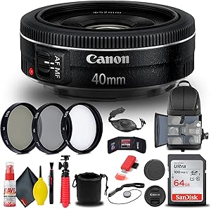 Canon 6310B002 EF 40mm f/2.8 STM Lens Kit (Renewed)