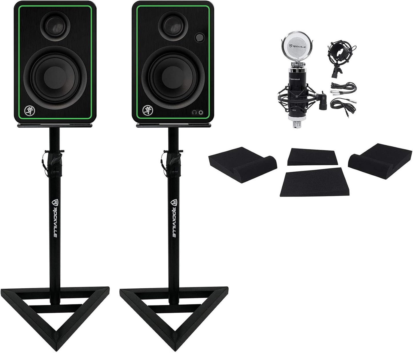 Mackie CR3-X Rockville RCM03 Pro Studio Monitor Speaker Bundle