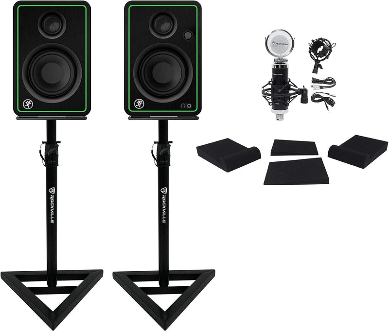 Mackie CR3-X Rockville RCM03 Pro Studio Monitor Speaker Bundle — main product image