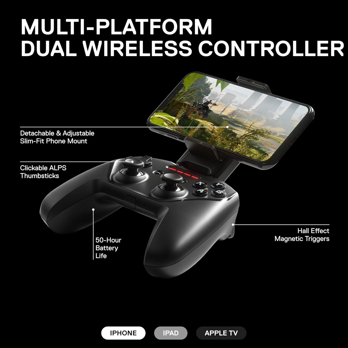 SteelSeries Nimbus+ Bluetooth Mobile Gaming Controller iPhone Mount