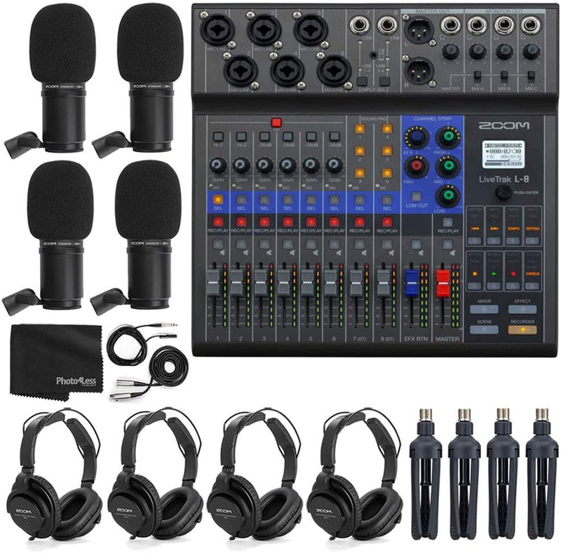 Zoom LiveTrak L-8 Podcast Mixer Bundle ZDM-1 Microphones — main product image
