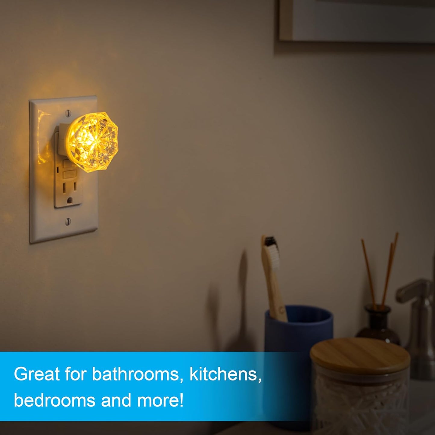 GE 11286 Jewel LED Amber Night Light 2-Pack