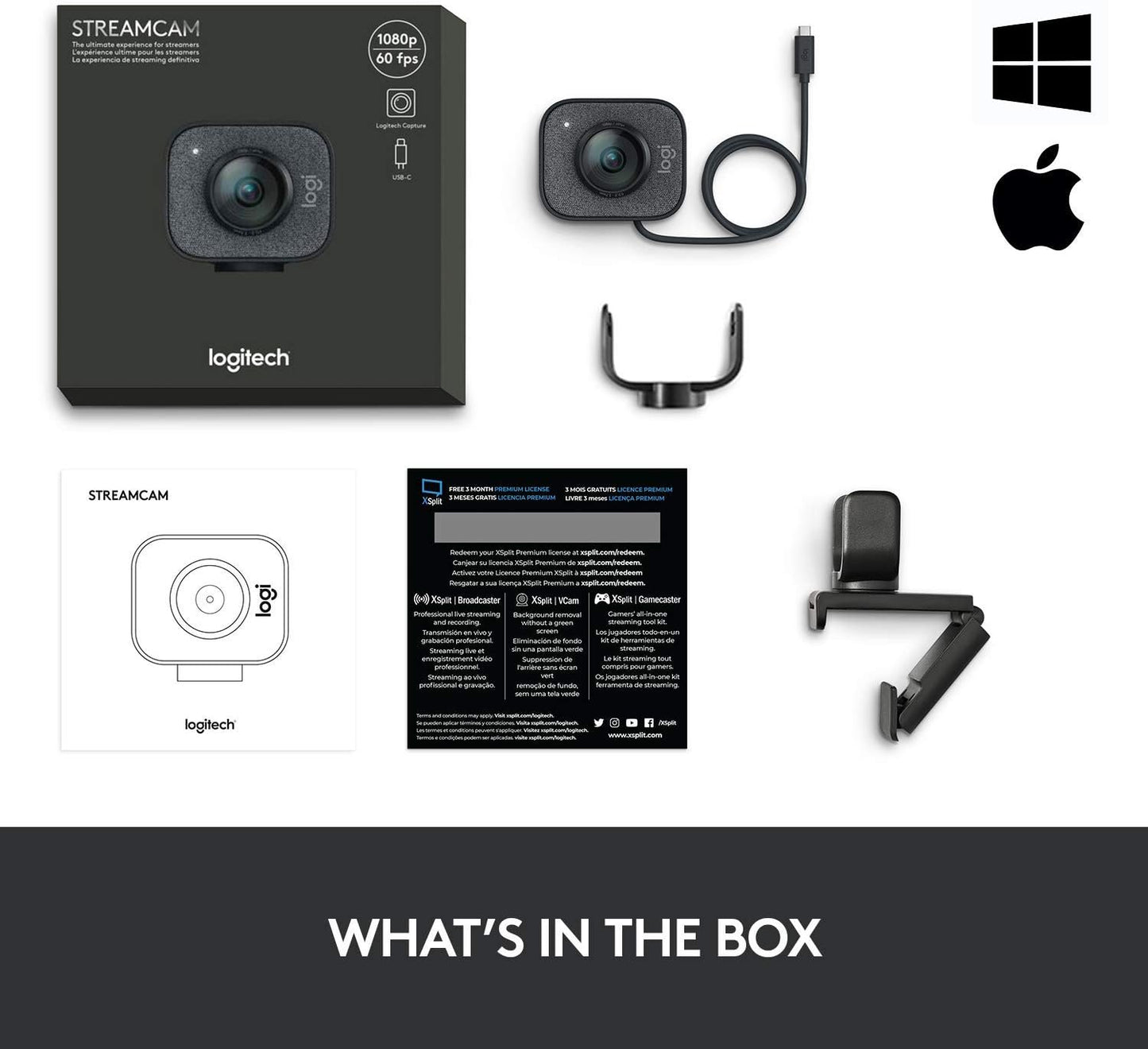 Logitech 960-001286 StreamCam 1080P HD 60fps Webcam (Renewed)