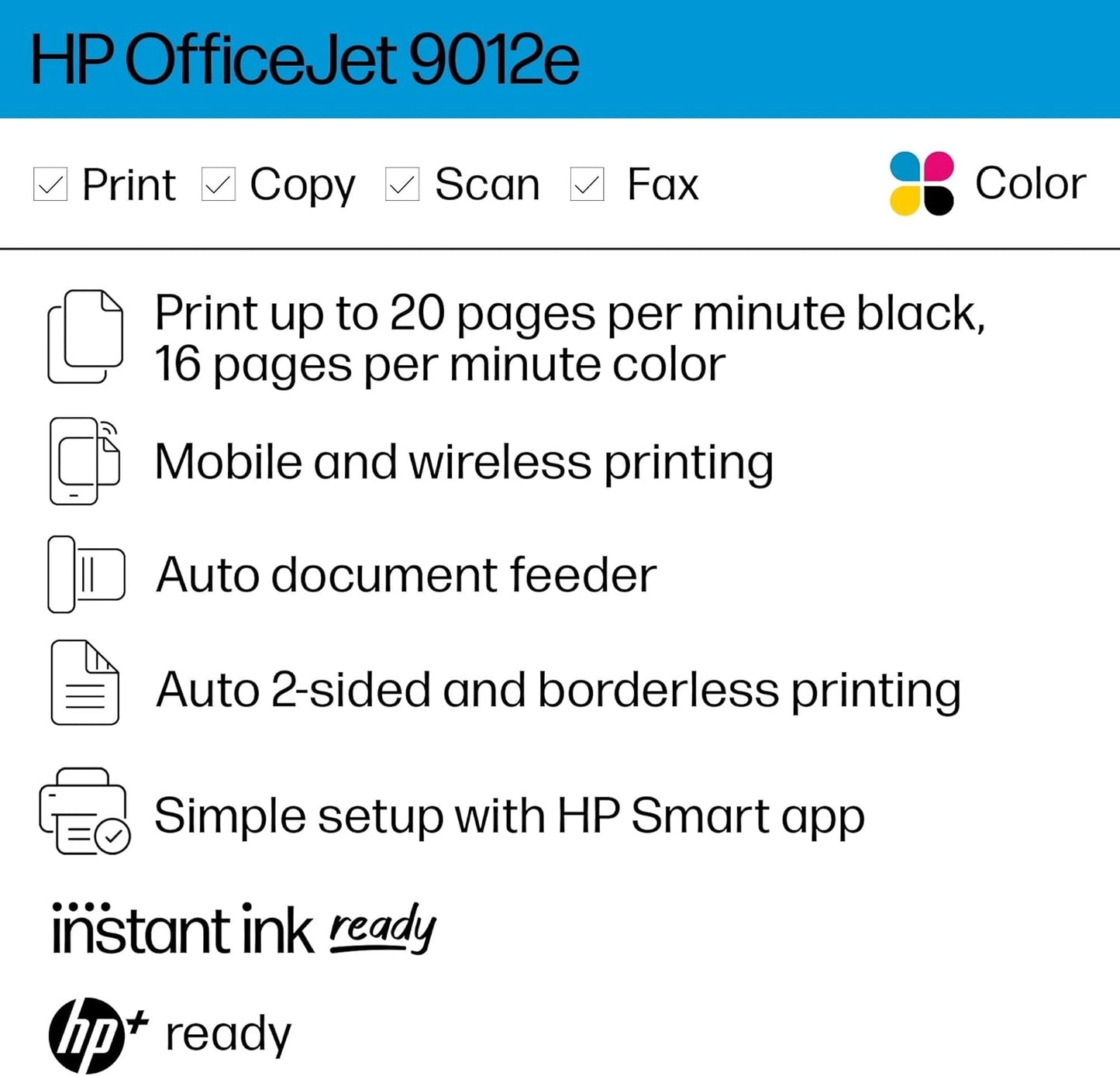 HP OfficeJet 9012e Renewed All-in-One Printer: Ink Included