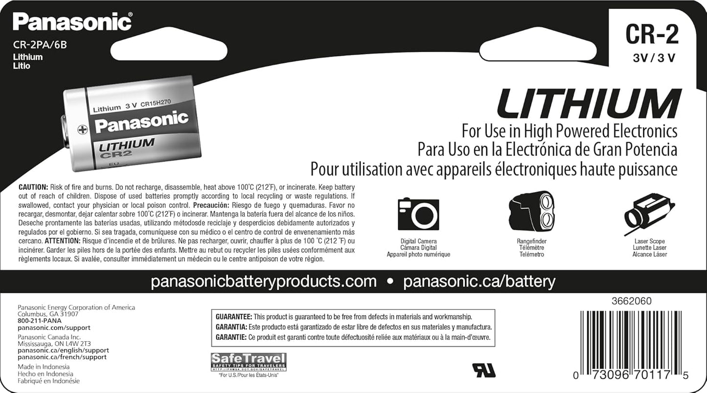 Panasonic CR-2PA/6B CR2 Lithium Batteries 3V for Rangefinders