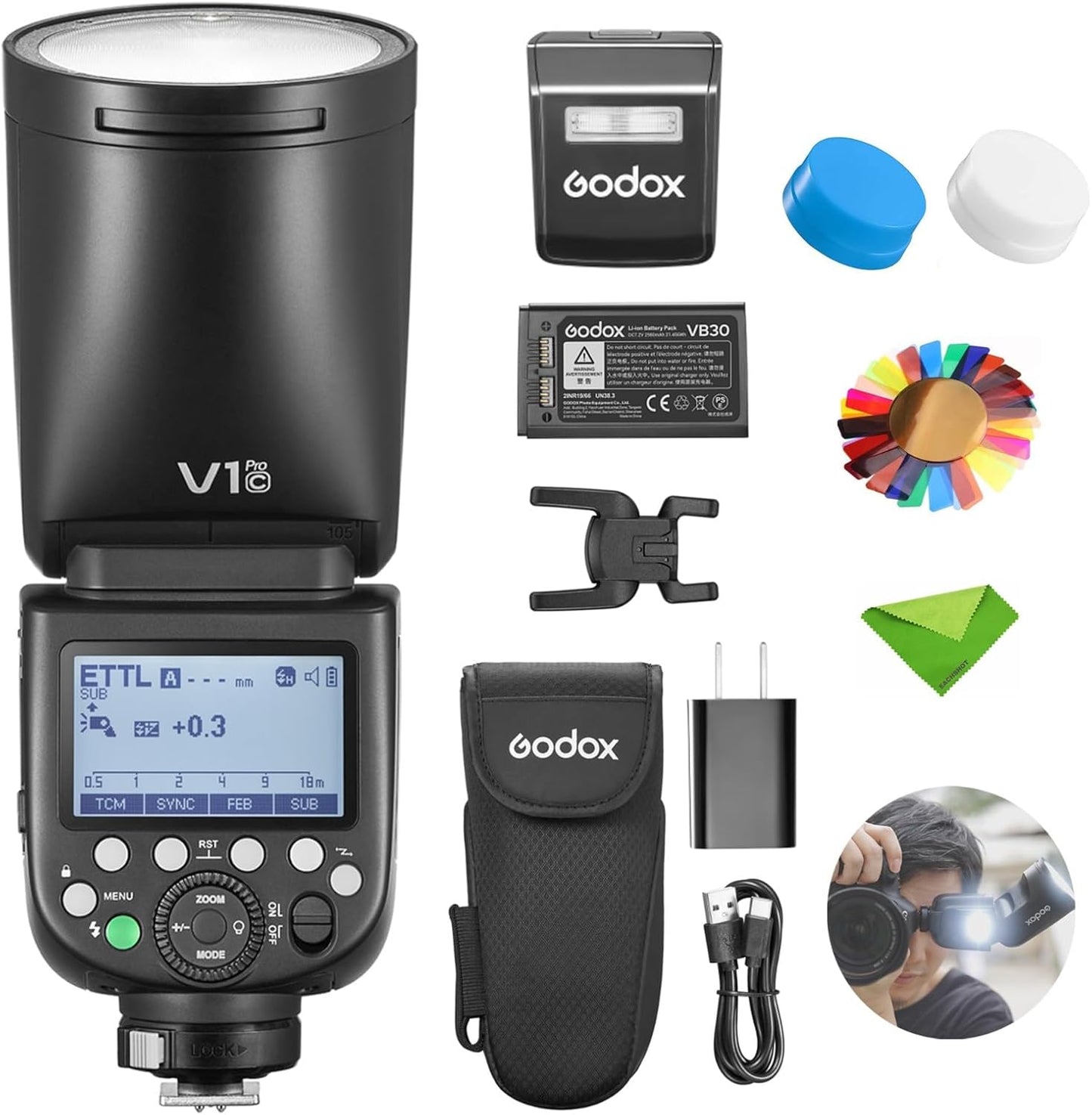 Godox V1ProC Flash for Canon w/ SU-1 Light