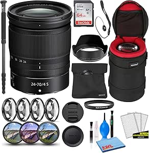 Nikon 20072 NIKKOR Z 24-70mm f/4 S Lens Bundle (Renewed)