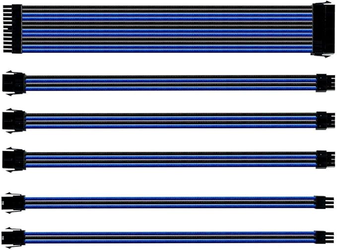 Cooler Master CMA-SEST16BLBK1-GL Blue/Black Sleeved Extension Cable Kit