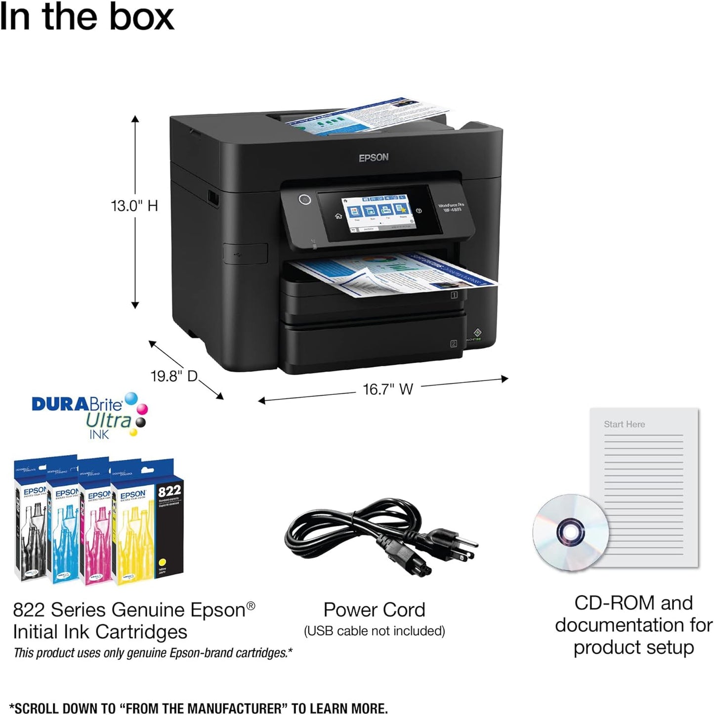 Epson WF-4833 Workforce Pro Wireless Color Inkjet Printer