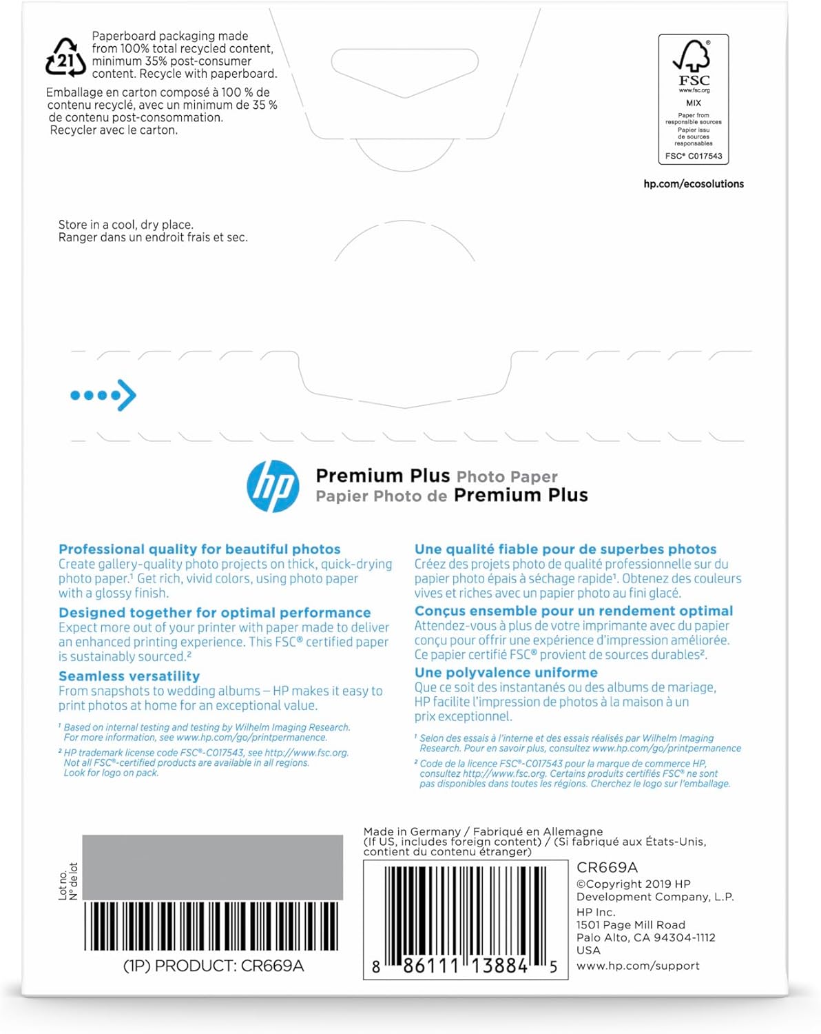 HP Premium Plus Photo Paper Glossy 5x7 60 Sheets