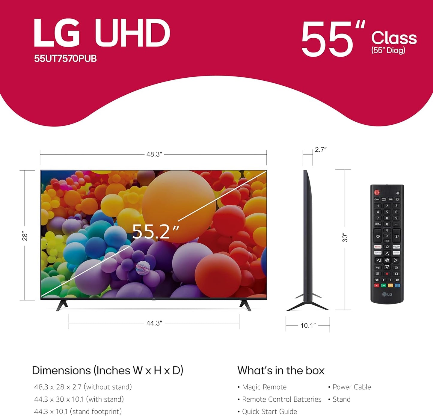 LG 55UT7570PUB 55-Inch 4K UHD Smart LED TV