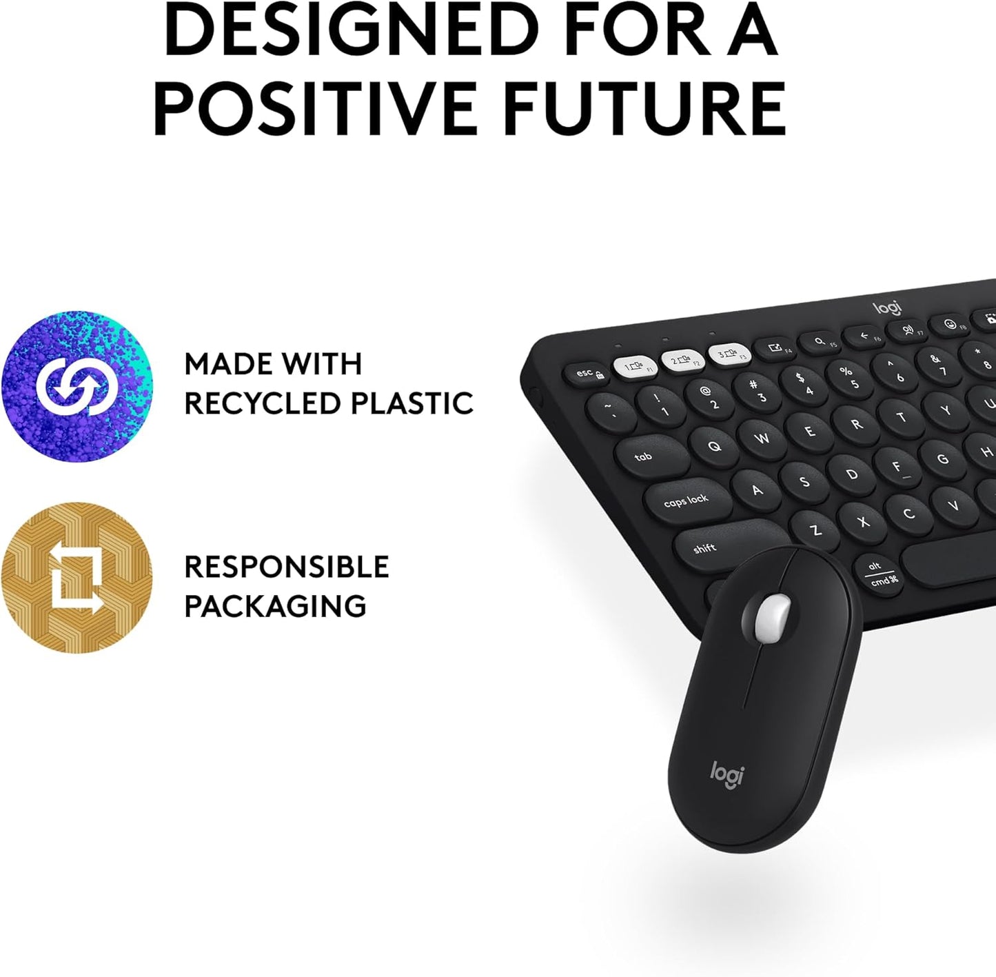 Logitech 920-012415 Pebble 2 Wireless Keyboard and Mouse Combo - Black