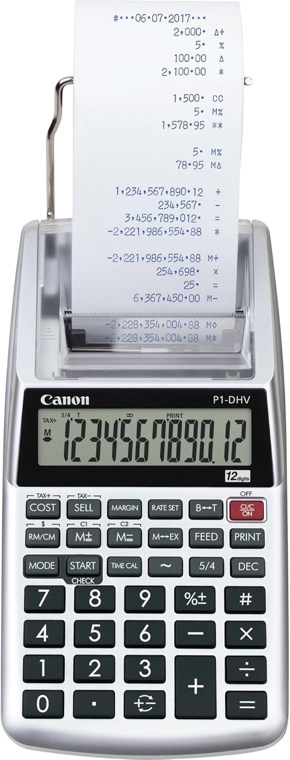 Canon 2203C001 P1-DHV-3 Printing Desktop Calculator Silver