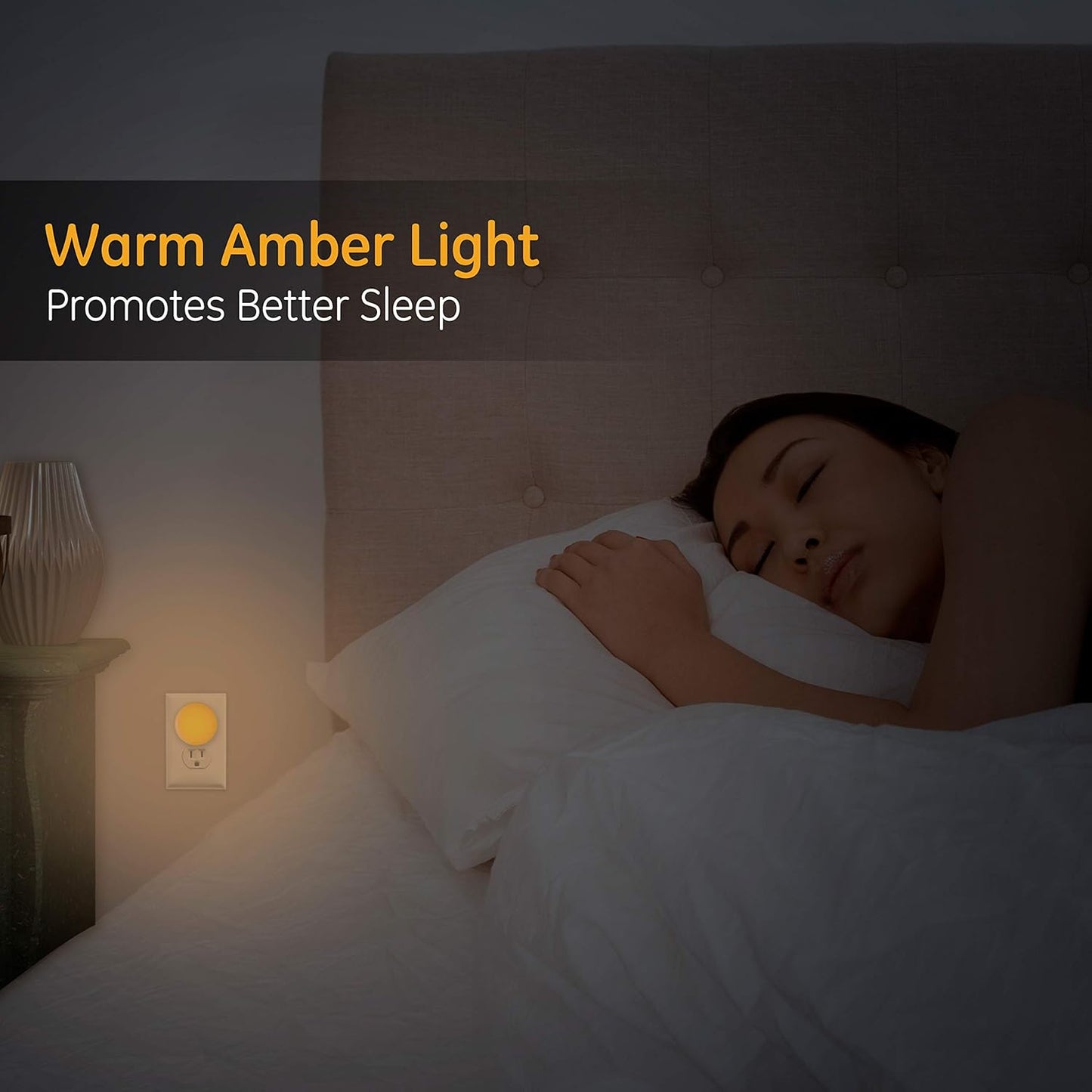 GE 45247 SleepLite LED Night Light 2-Pack Amber Dusk-to-Dawn