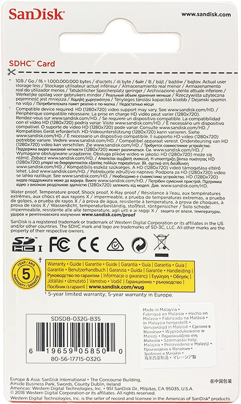 SanDisk SDSDB-032G 32GB SDHC Flash Memory Card