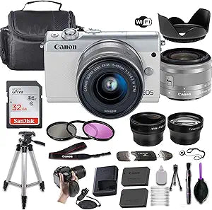 Canon EOS M100 Mirrorless Camera Bundle with Lenses
